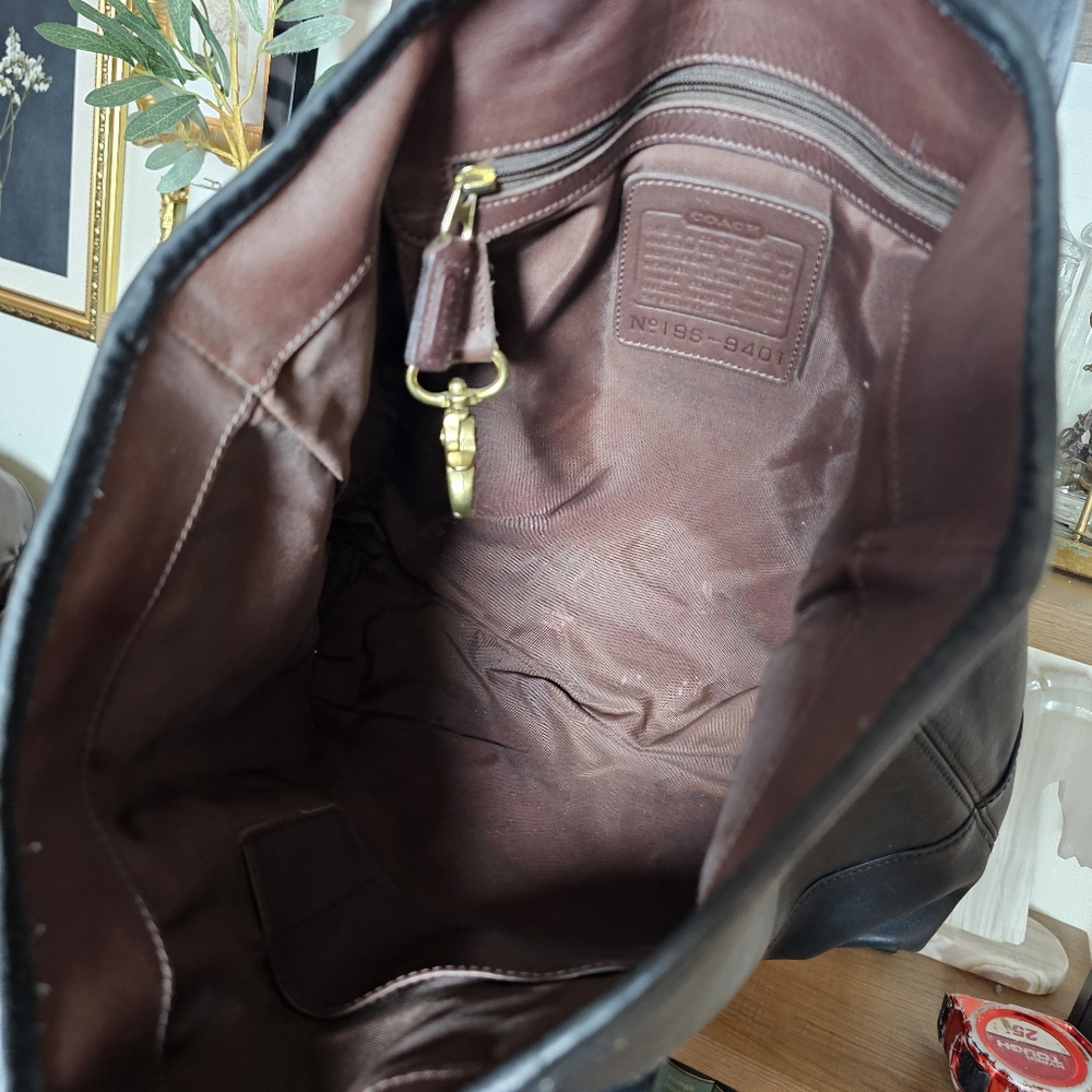 Vintage 90s Y2k Coach soft black leather market tote handbag 9401 - Picture 12 of 15